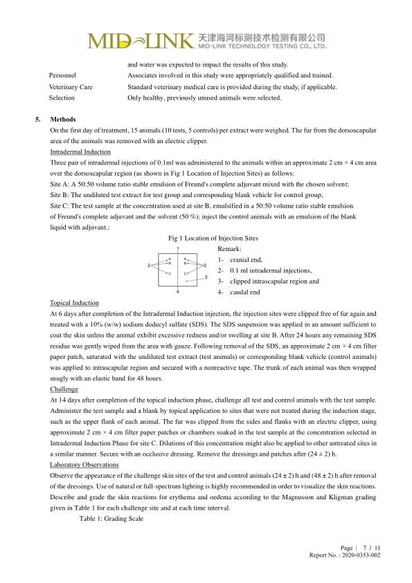 生物相容性-致敏性检测报告-天津泰达清洁质料有限公司